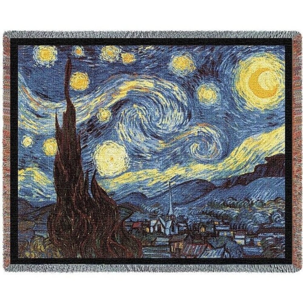 New Van Gogh Starry Night Heavy Cotton Throw Blanket Photo Painting Artwork NIP